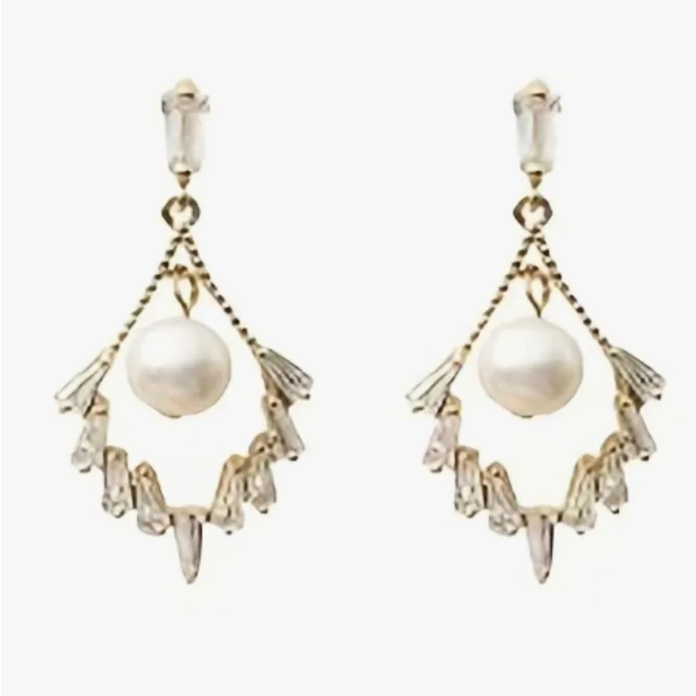 18K gold-plated faux pearl earrings - Picture 3 of 4